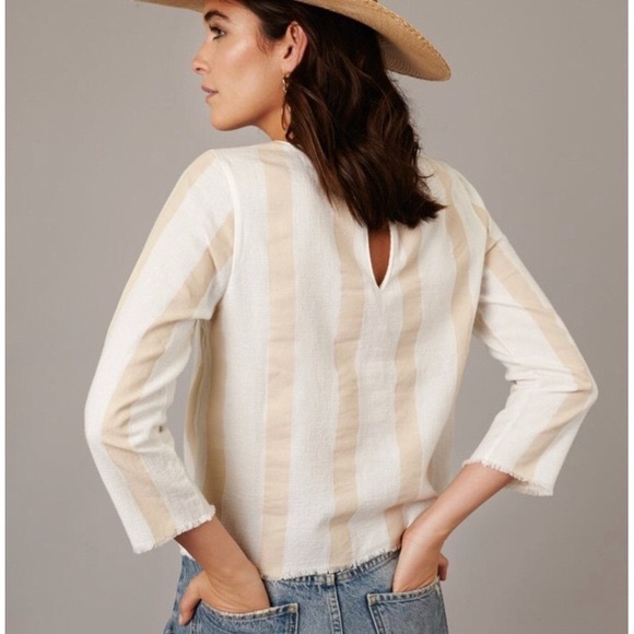 NWT Sincerely Jules Striped Linen Top M - Picture 6 of 6